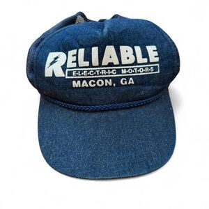 Vintage Reliable Motors Navy Blue Trucker Rope Hat Snapback Retro Adjustable Cap